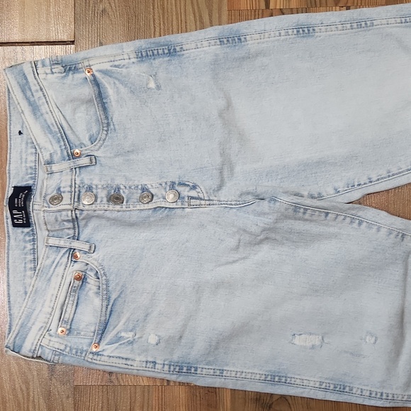 Gap High Rise Vintage Slim Distressed Button Fly Lightwash Jean Coastal Spring 6 - Picture 6 of 9